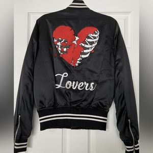 Amiri Bomber Jacket Black varsity Coat Lovers embellished